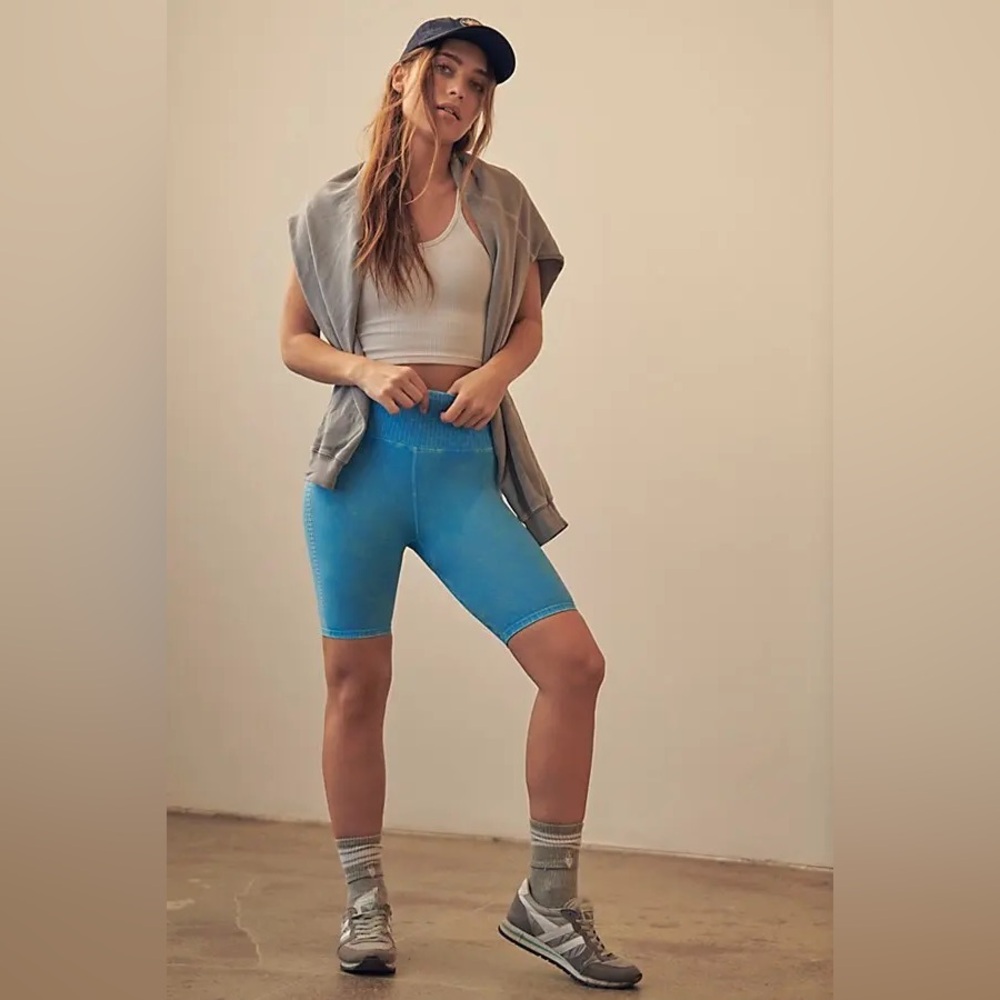 Free People Women's Blue Biker Shorts